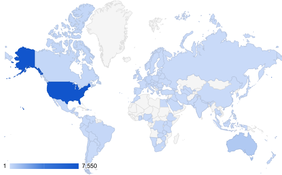 map of users across the world