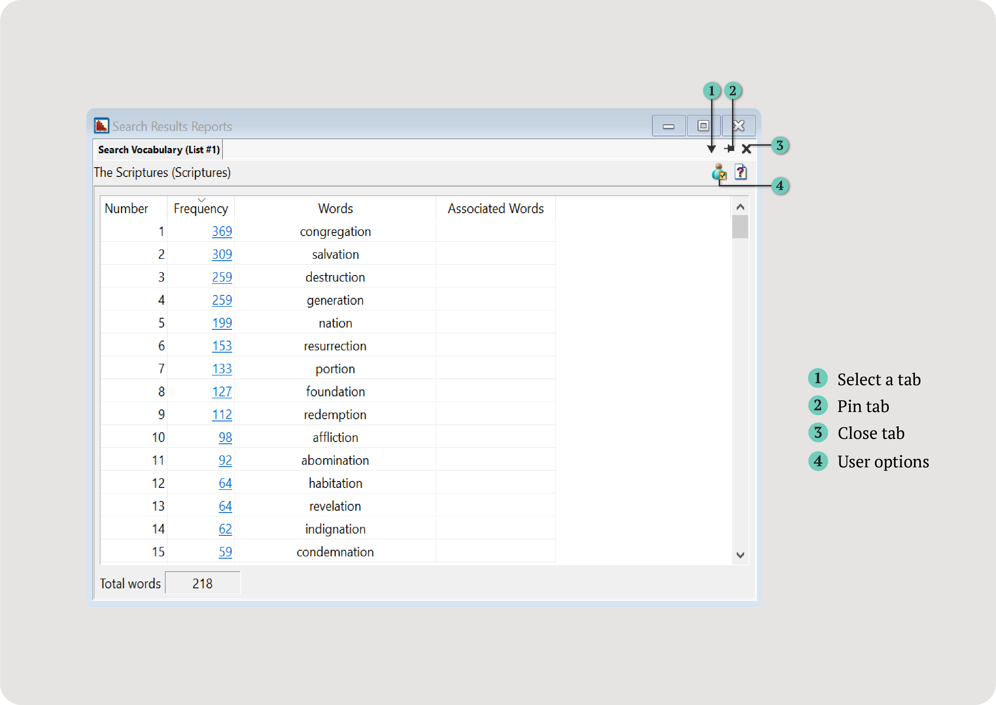 Search Vocabulary Report