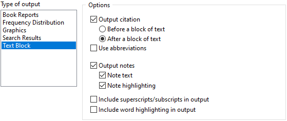 Example of text block options
